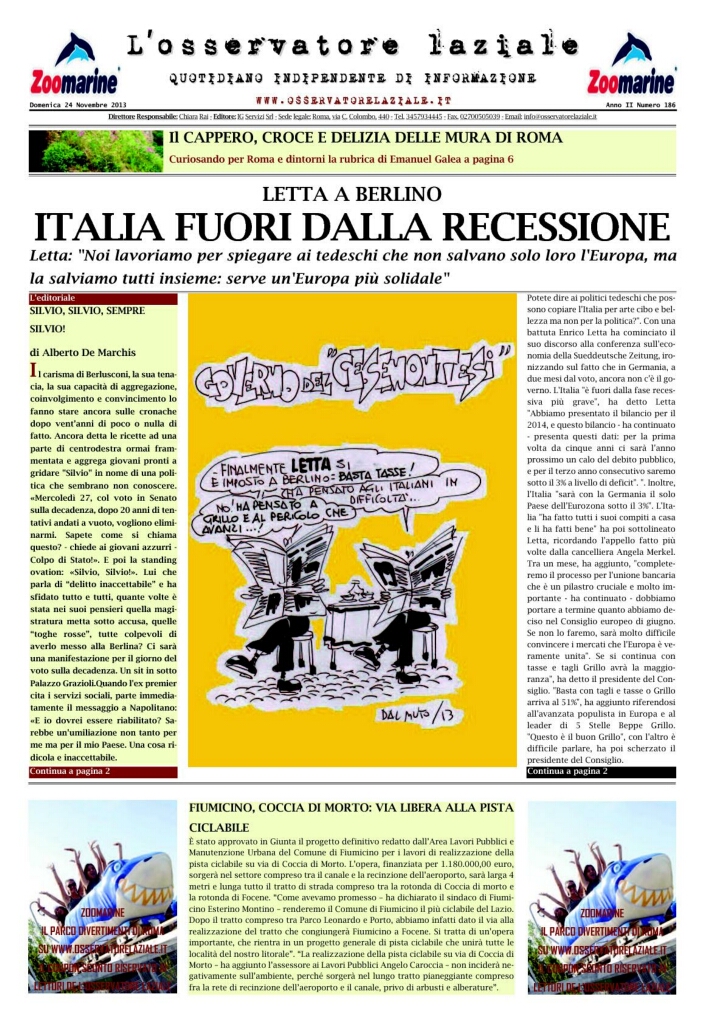 L'osservatore d'Italia edizione del 24 Novembre 2013